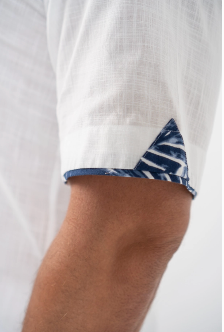 Blue Polynesian Button Up