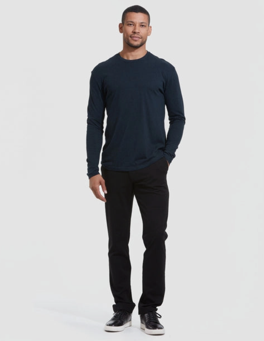 Navy Blue Classic Long Sleeve Crew Neck Shirt
