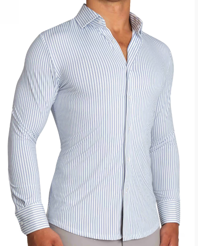 Wilfred-blue and white striped
