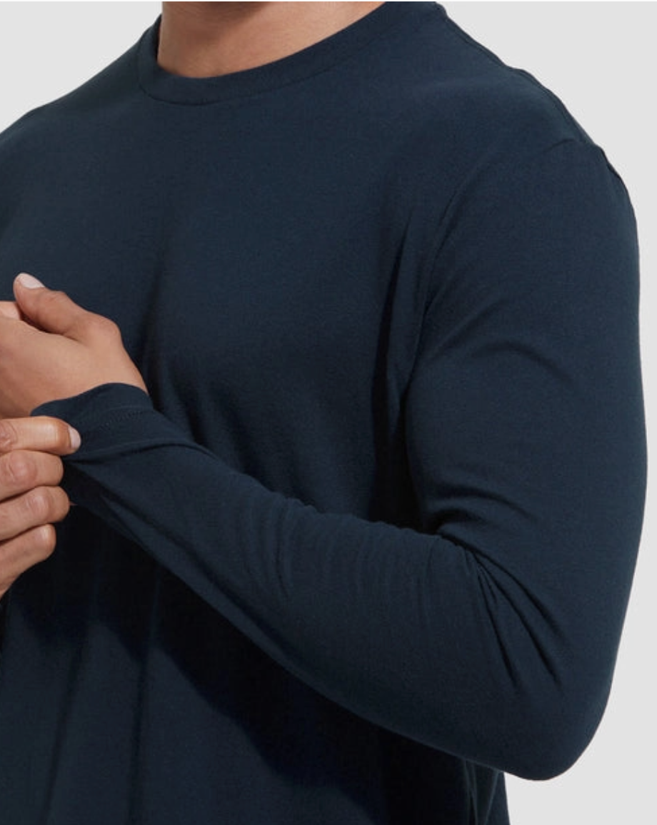 Navy Blue Classic Long Sleeve Crew Neck Shirt