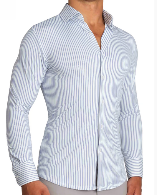 Wilfred-blue and white striped