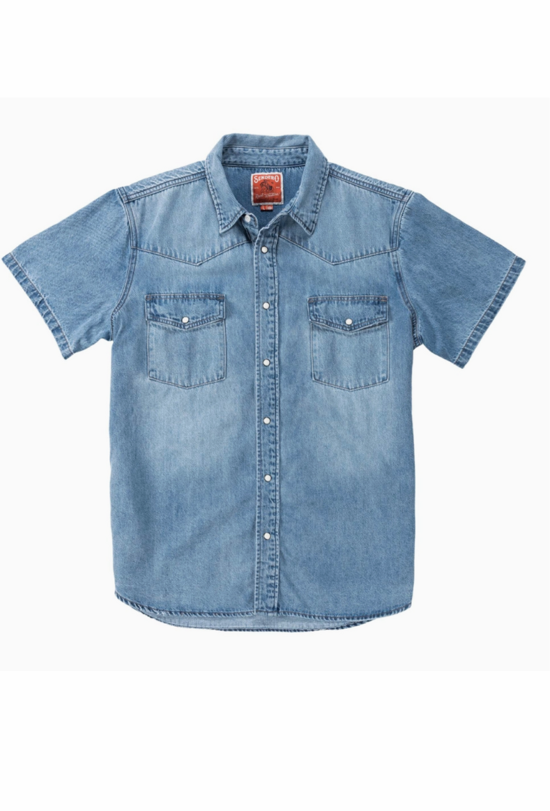 Denim Pearl Snap Button Up-Sendero