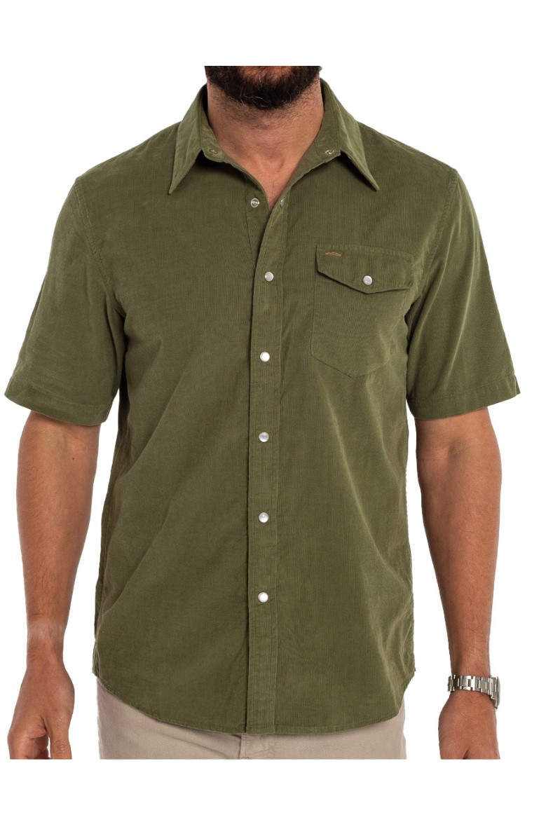 Criquet | Short Sleeve Corduroy Pearl Snap-Sagebrush