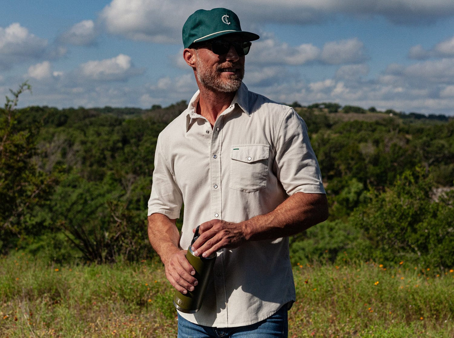 Criquet | Short Sleeve Corduroy Pearl Snap-Silver Dollar